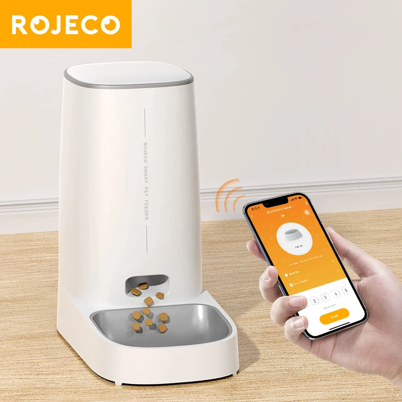 ROJECO Smart WiFi Cat Feeder - Automatic Pet Food Dispenser