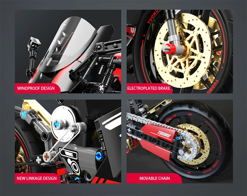 High-Speed Racing Motorcycle Building Blocks Set - 426pcs STEM Toy