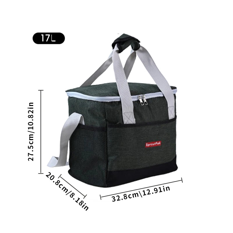 Insulated Lunch Bag - Large Capacity, Waterproof Bento Cooler with Strap