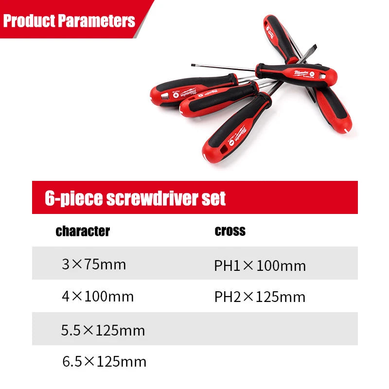 Milwaukee 6-Piece High Torque Screwdriver Set with Strong Magnet