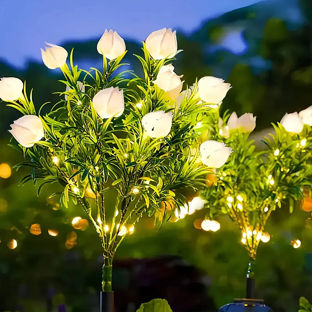 Solar Gardenia Lamp - Warm White Outdoor Garden Decoration