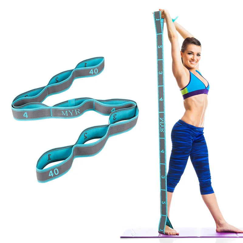 Elastic Stretching Strap with Loops for Yoga, Pilates, Dance & Gymnastics