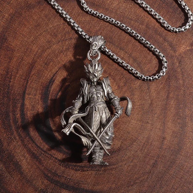 Retro Punk Wukong Pendant Necklace - Unisex Fashion Jewelry
