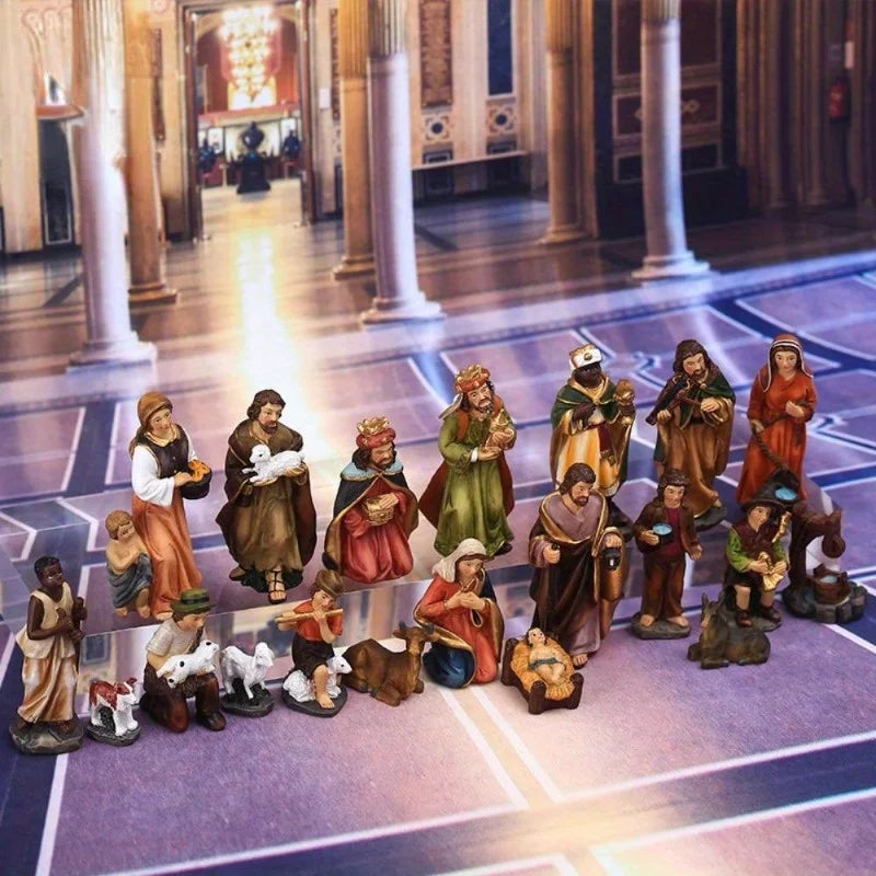 20-Piece Christmas Nativity Scene Set - Exquisite Resin Figurines