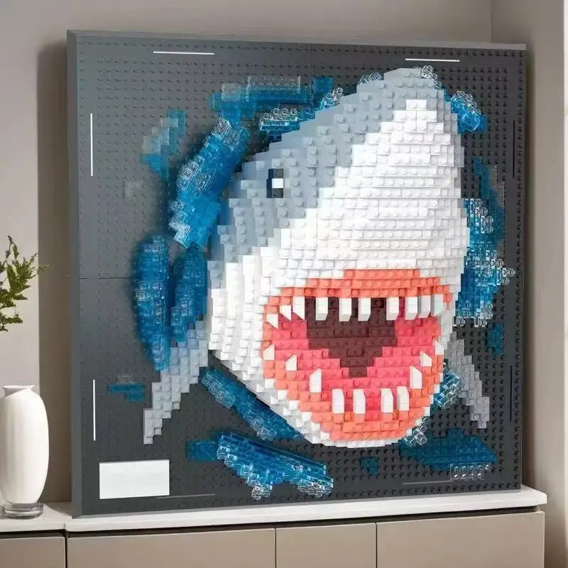 3D Animal DIY Building Block Art Set - Sharks, Eagles & Pandas