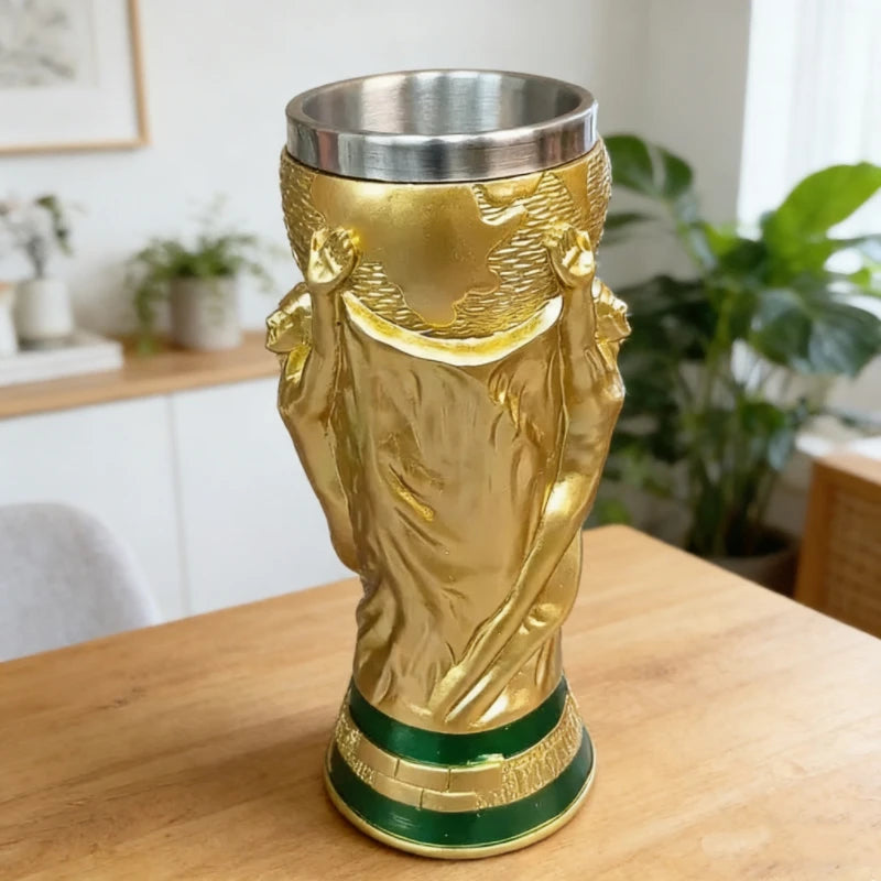 Elegant Gold-Embossed Stainless Steel Cup for Home & Bar Use
