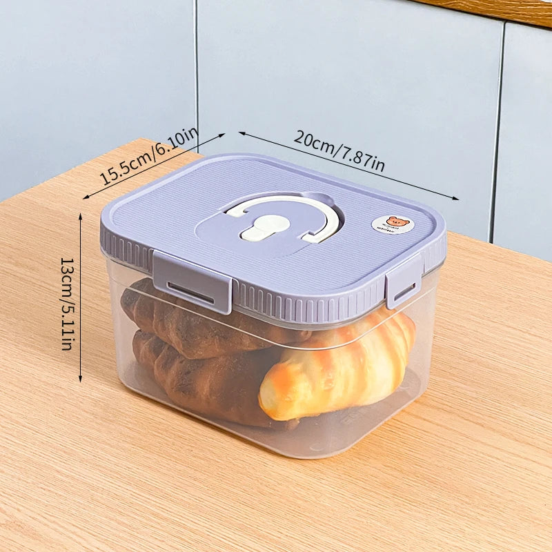 Airtight Plastic Bread Storage Box with Handle - Large Capacity