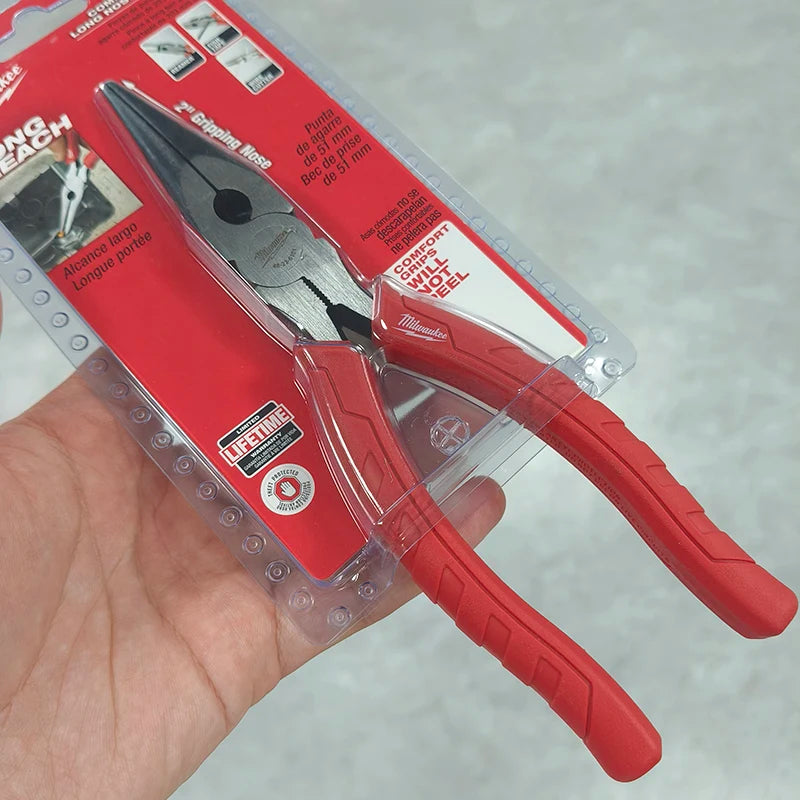 Milwaukee 8" Long Nose Pliers with Comfort Grips & 2" Gripping Nose