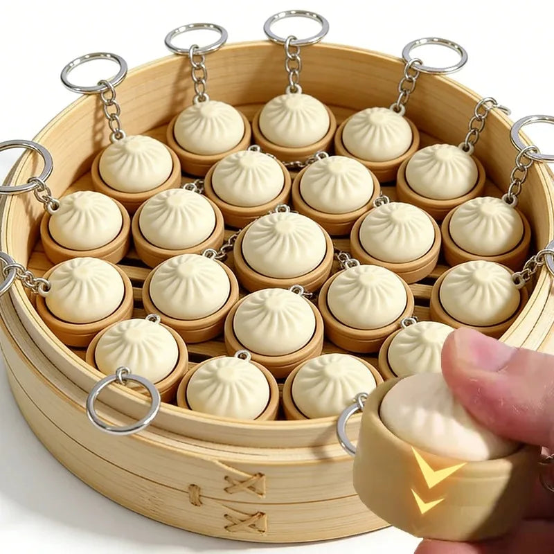 Cute Decompression Bun Keychain - Stress Relief Fun Gifts (1/2/4pcs)
