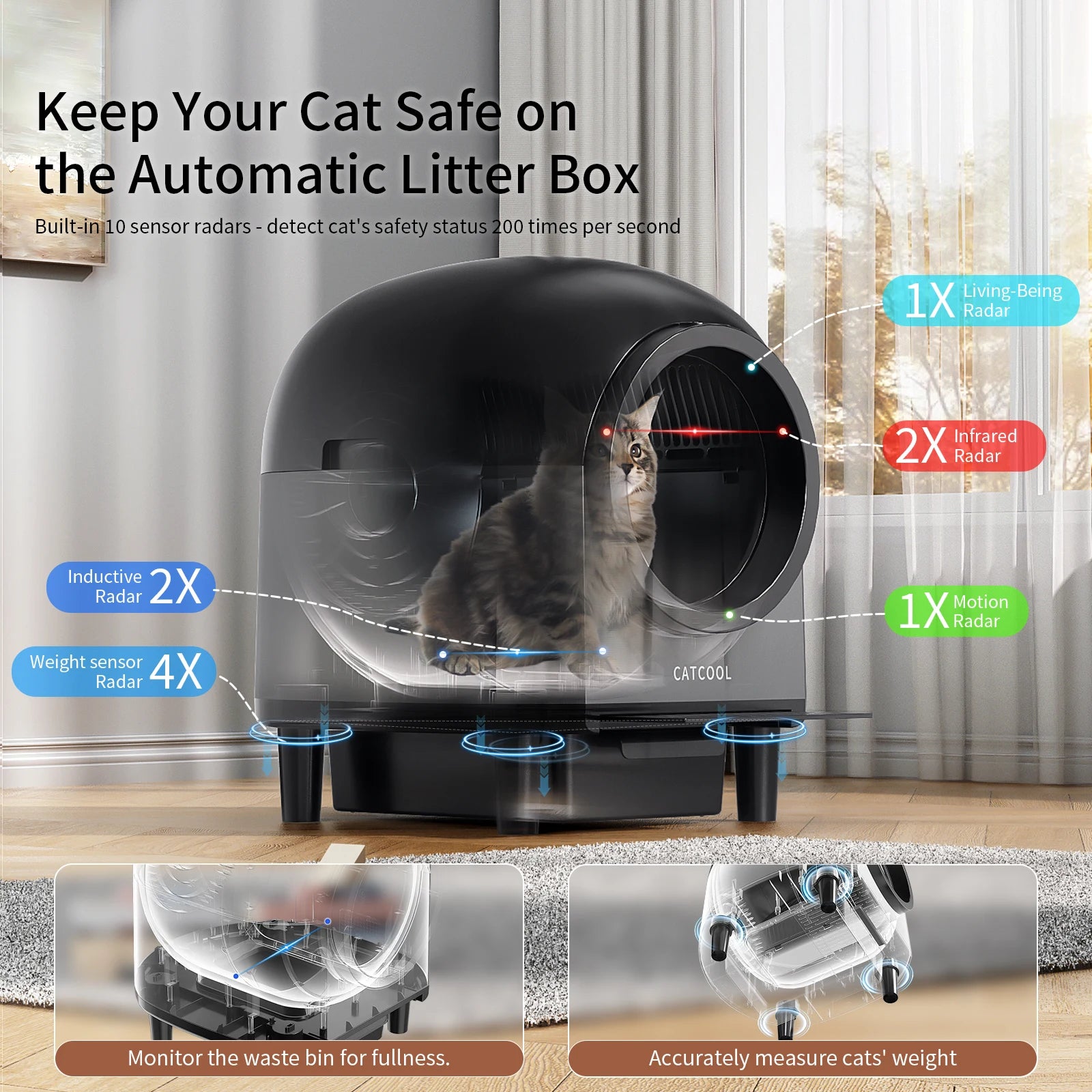 REDSASA Self-Cleaning Automatic Cat Litter Box with App Control & Stairs