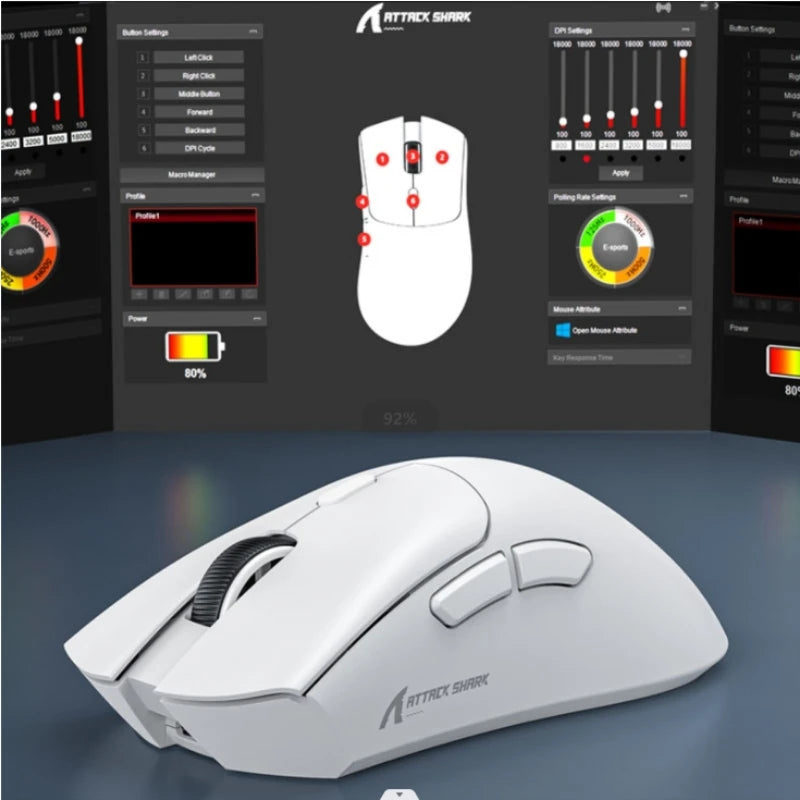 Attack Shark R1 Bluetooth Gaming Mouse, 18000 DPI, Tri-Mode Connect