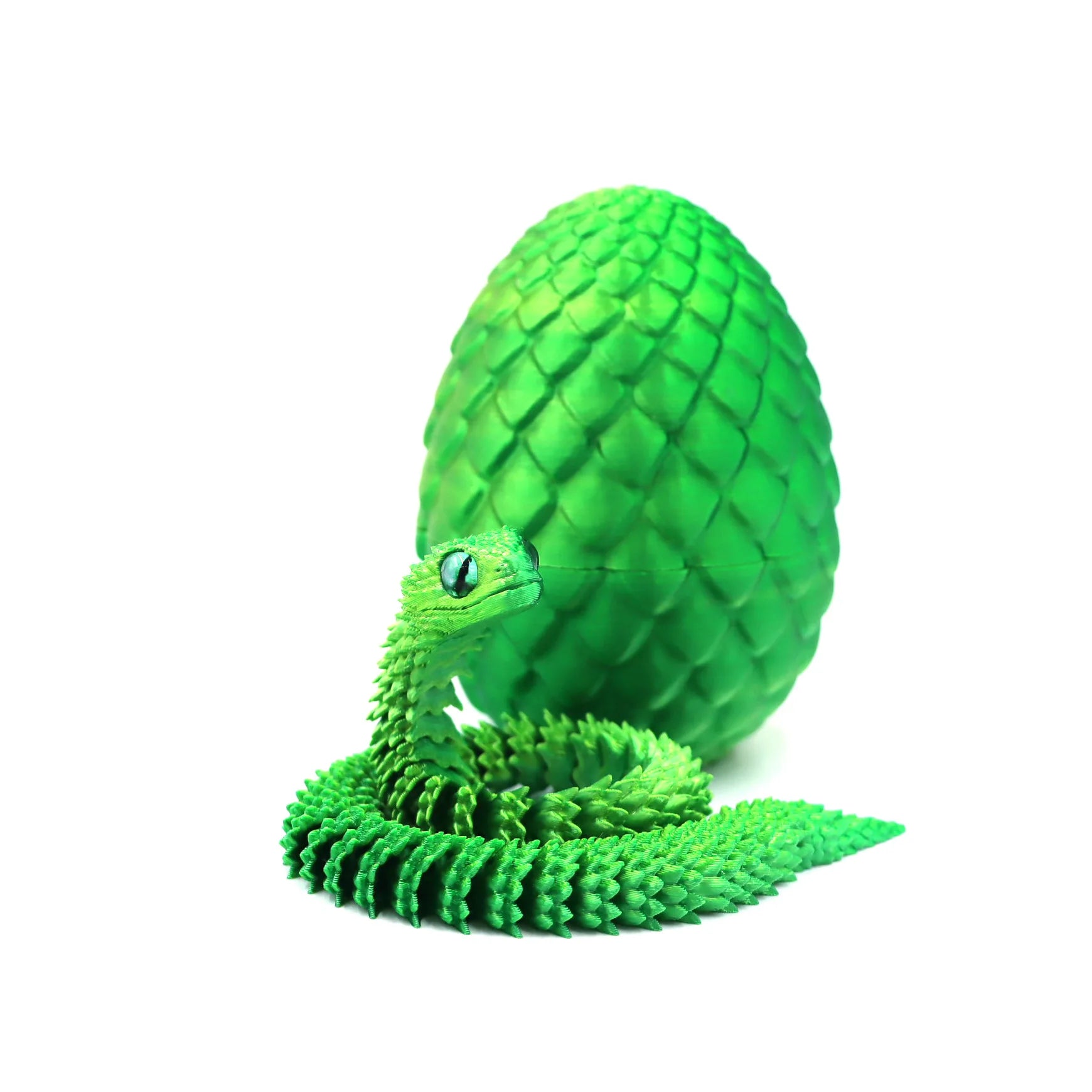 3D Printed Articulated Snake & Dragon Egg – Unique Home Decor