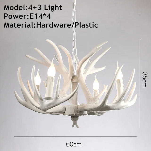 Vintage Deer Horn Pendant Light - Industrial Antler Chandelier