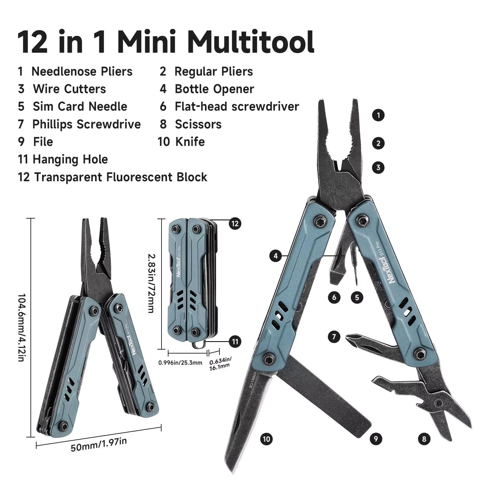 NexTool Mini Sailor S11 Pro 12-in-1 Multi-Tool Pocket Knife