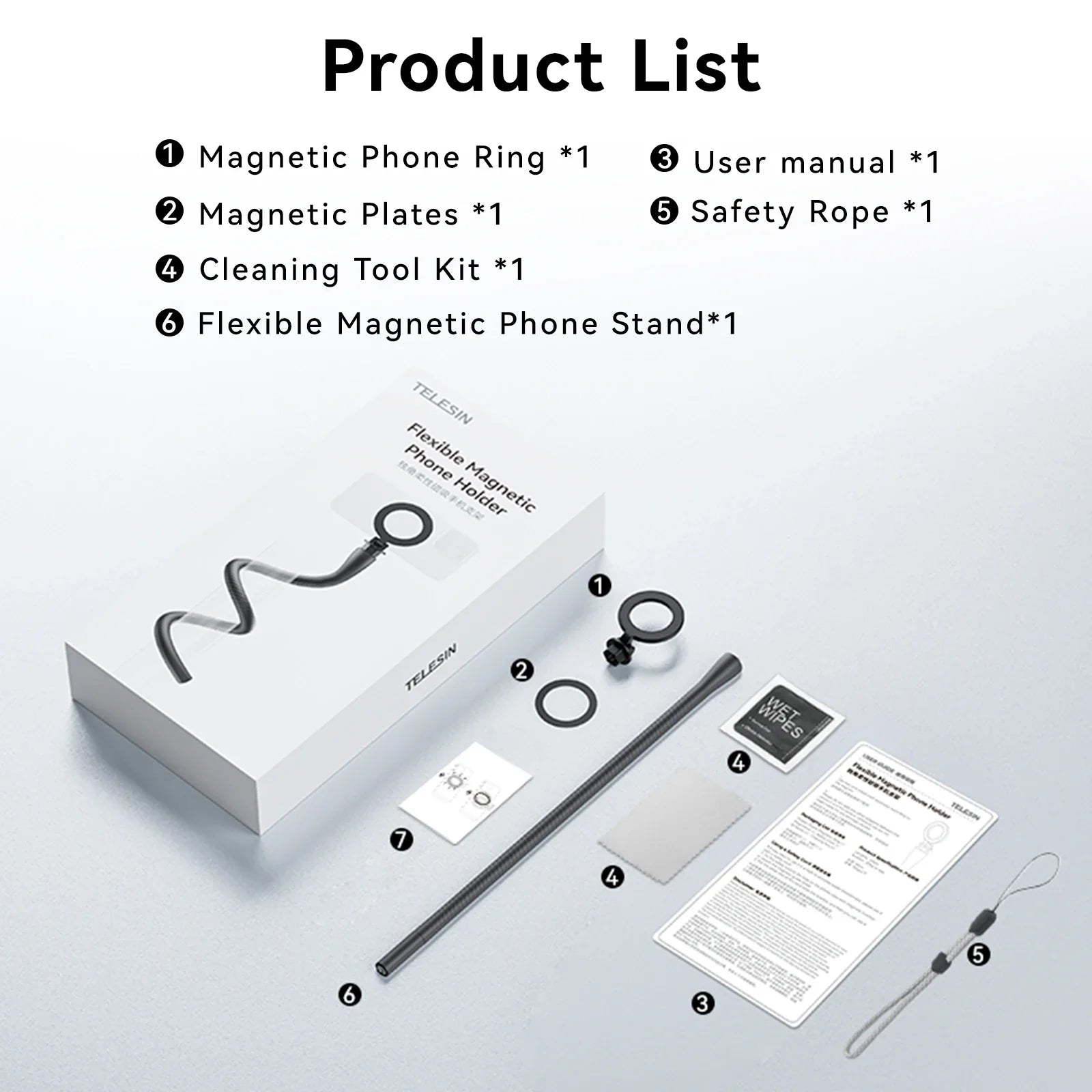 TELESIN Magnetic Phone Mount - Flexible & Secure for Any Smartphone