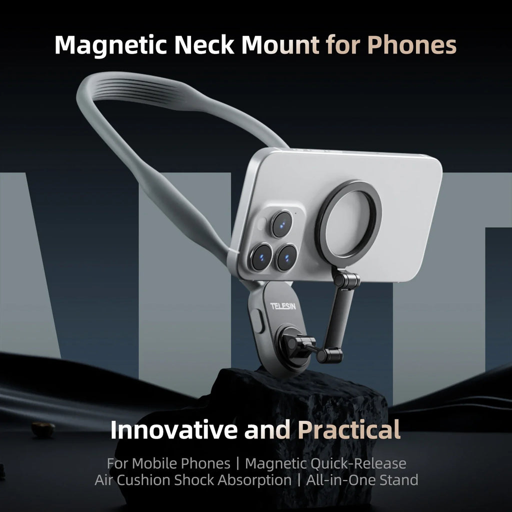 TELESIN Magnetic Neck Mount for iPhone & Android - Quick Release Accessory