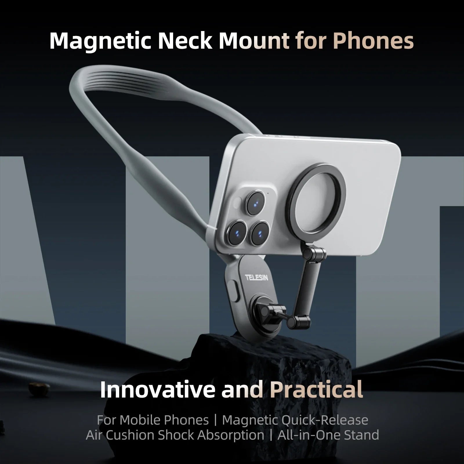 TELESIN Magnetic Neck Mount for iPhone & Android - Quick Release Accessory
