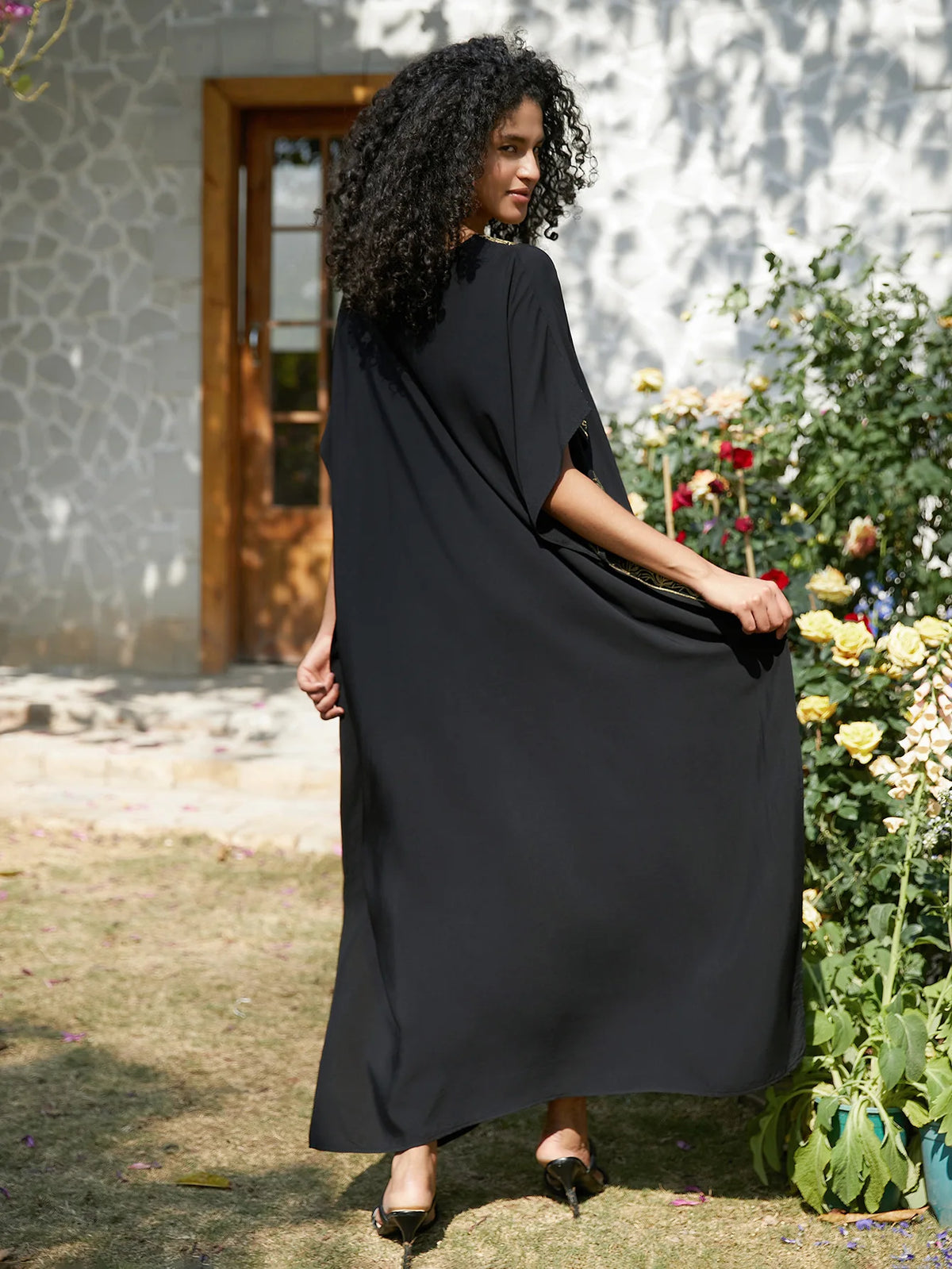 Stylish V Neck Swim Cover Up for Women - Embroidered Kaftan Dress