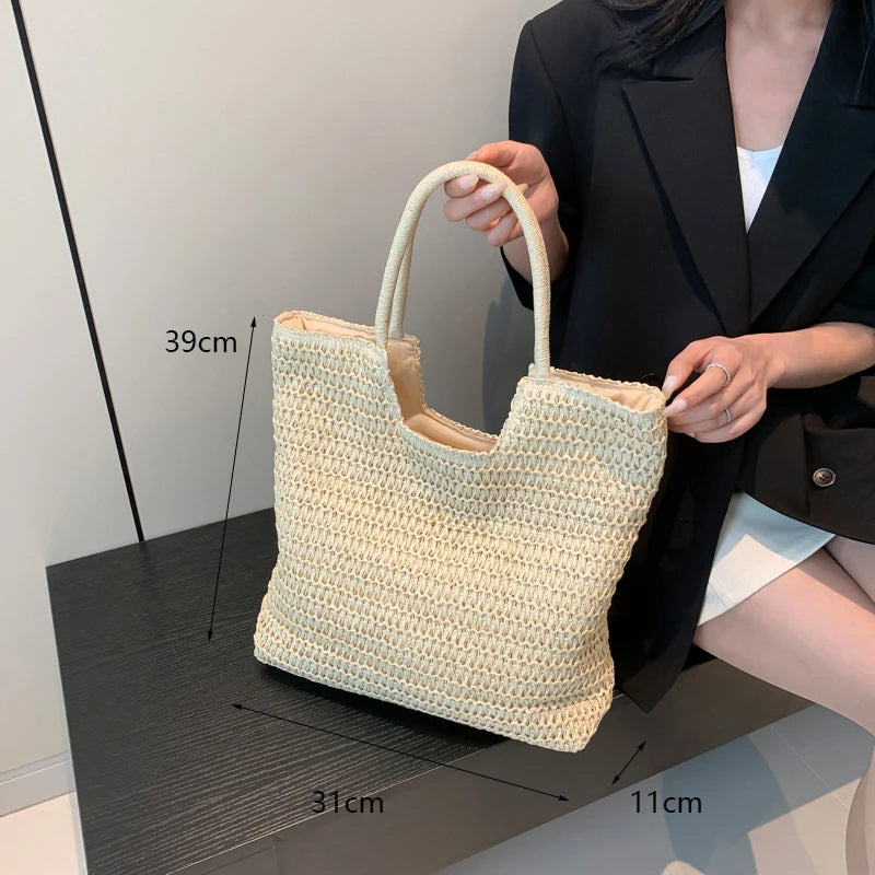 Handmade Straw Woven Shoulder Bag - Perfect for Beach & Travel