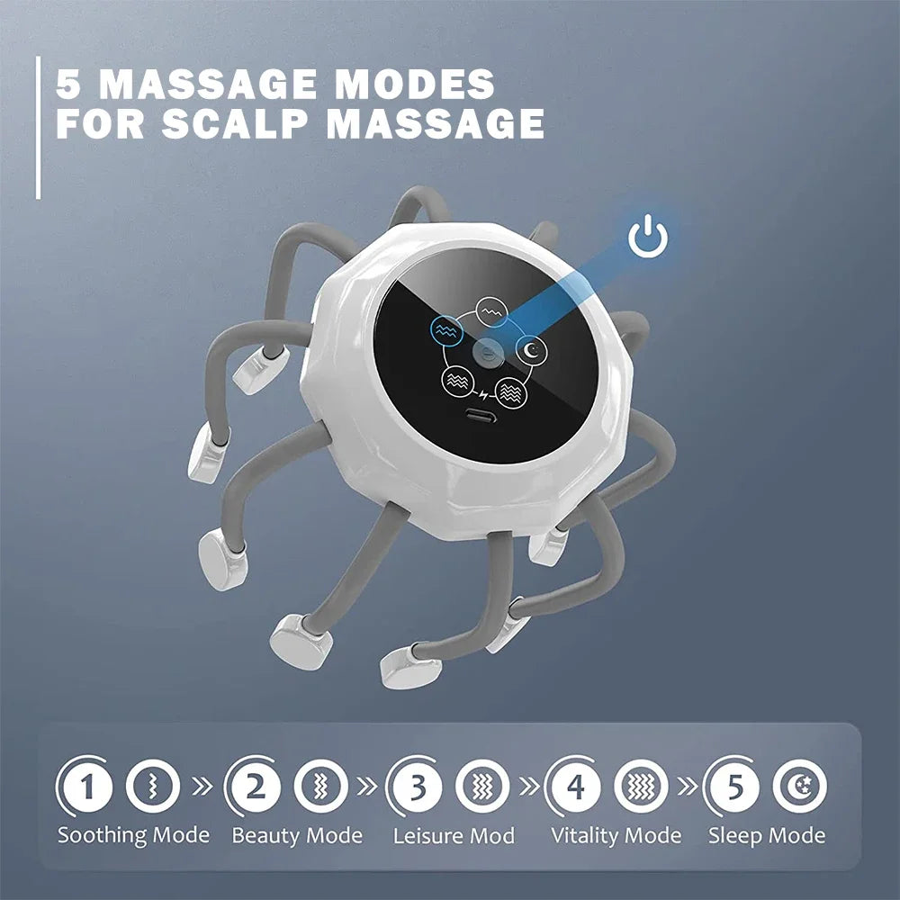 Electric Scalp Massager & Red Light Therapy for Stress Relief