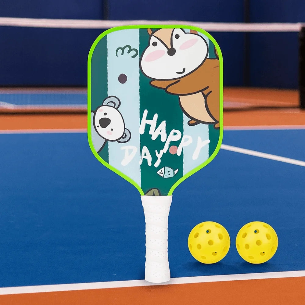 Kids Pickleball Set - Fun Cartoon Paddle with Ergonomic Grip