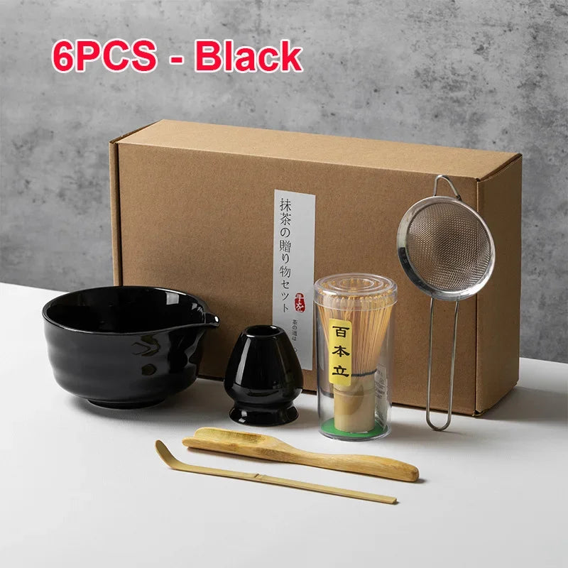 Authentic 4/5/6PCS Matcha Bamboo Whisk & Bowl Set - Perfect Tea Making Tools