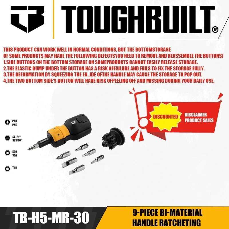 TOUGHBUILT 9-Piece Ergonomic Ratcheting Screwdriver Set
