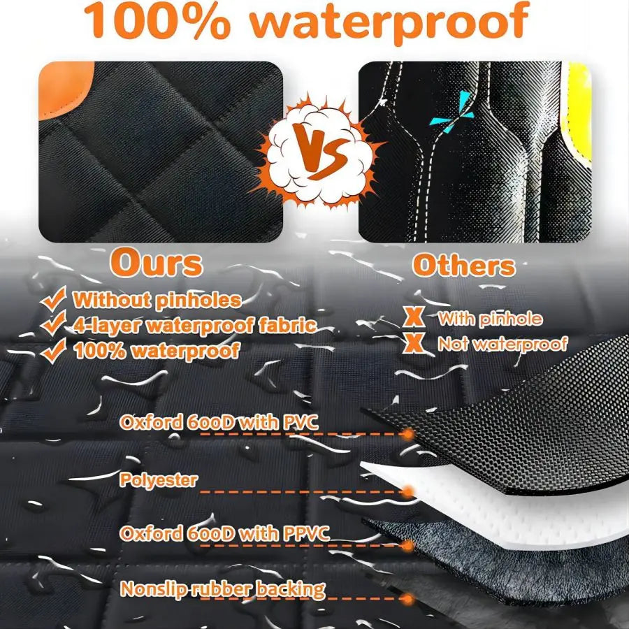 Waterproof Dog Car Seat Cover with Mesh Window - Universal Fit