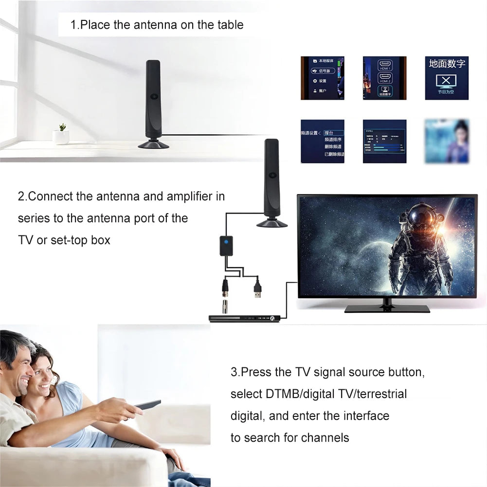 50 Miles Indoor HDTV Antenna with Signal Booster - 4K HD 1080P