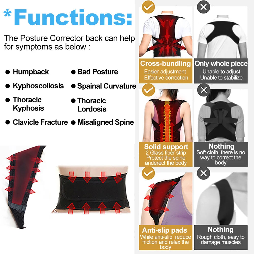 Adjustable Back Posture Corrector for Pain Relief & Improved Spine Health