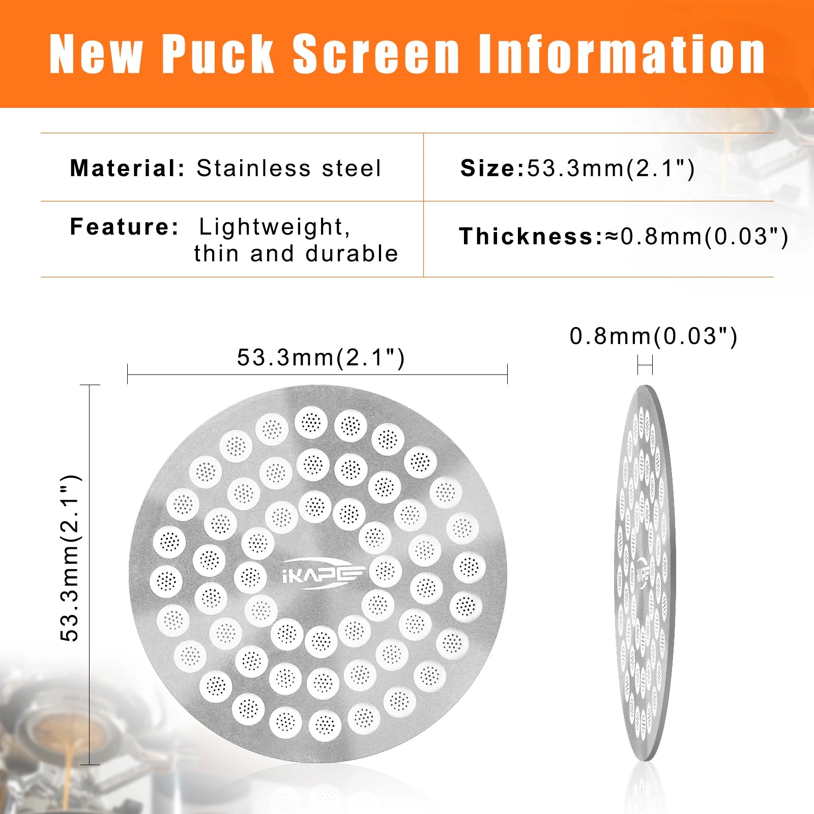 IKAPE Coffee Puck Screen V2 - Ultra-Thin 304 Stainless Steel Filter