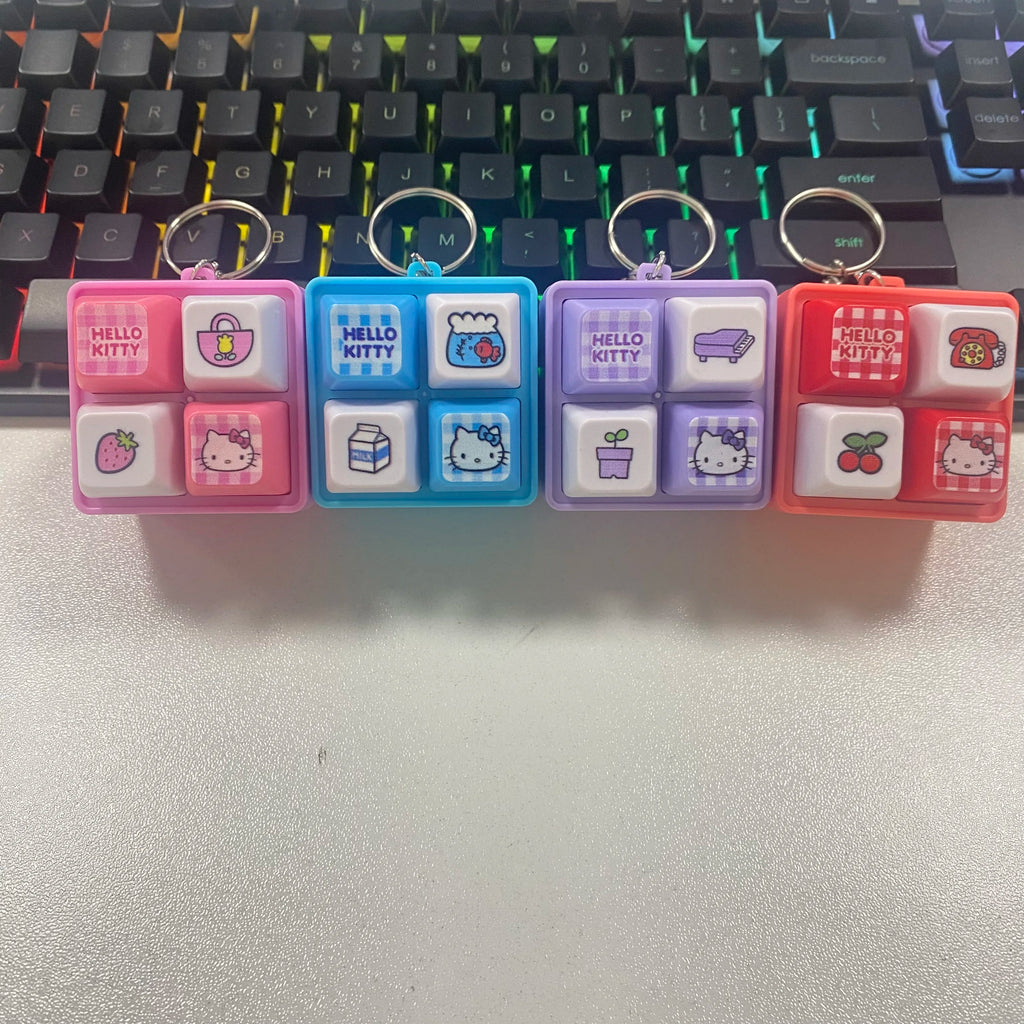 Kawaii LED Light Fidget Toy Keychain - Cute Stress Relief Pendant