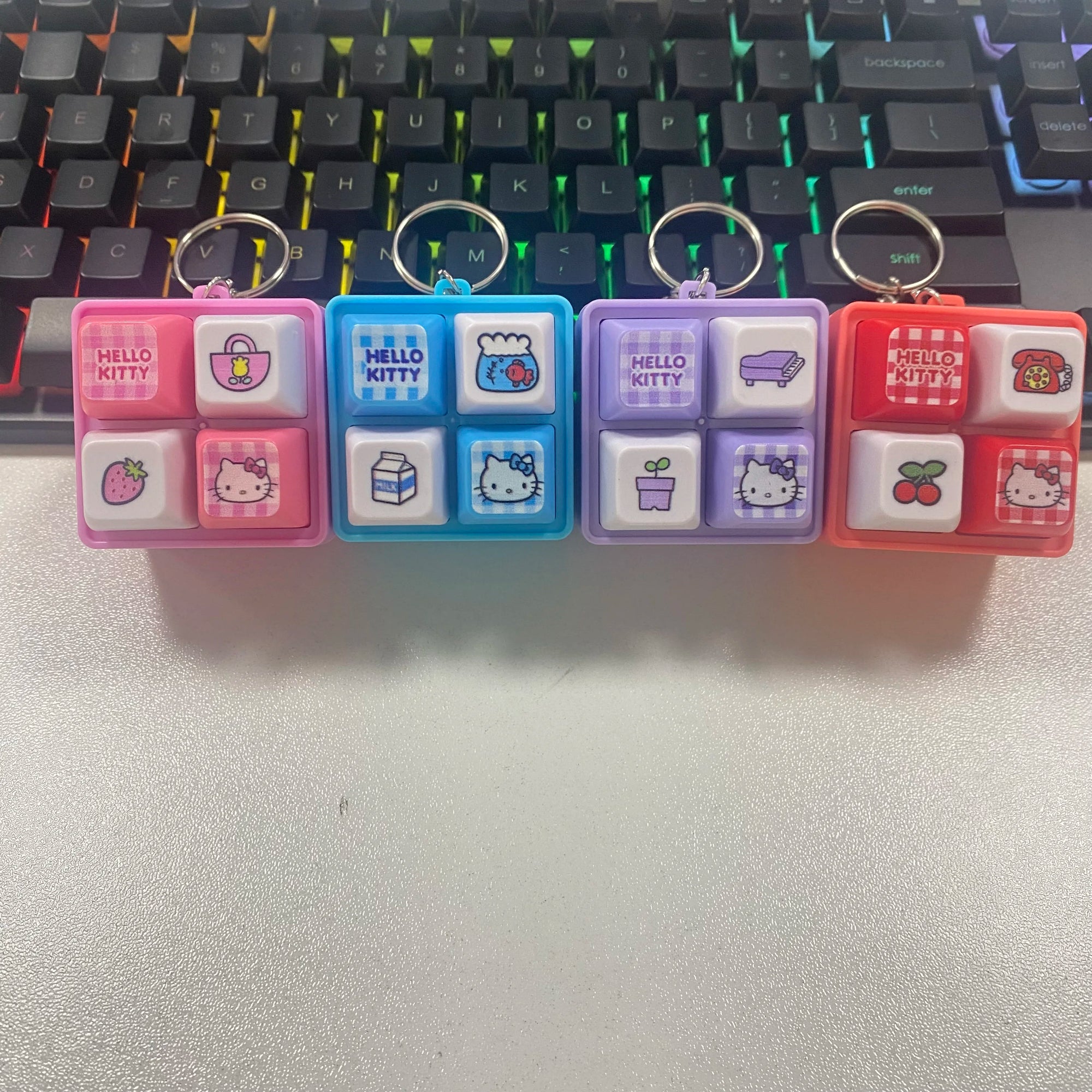 Kawaii LED Light Fidget Toy Keychain - Cute Stress Relief Pendant
