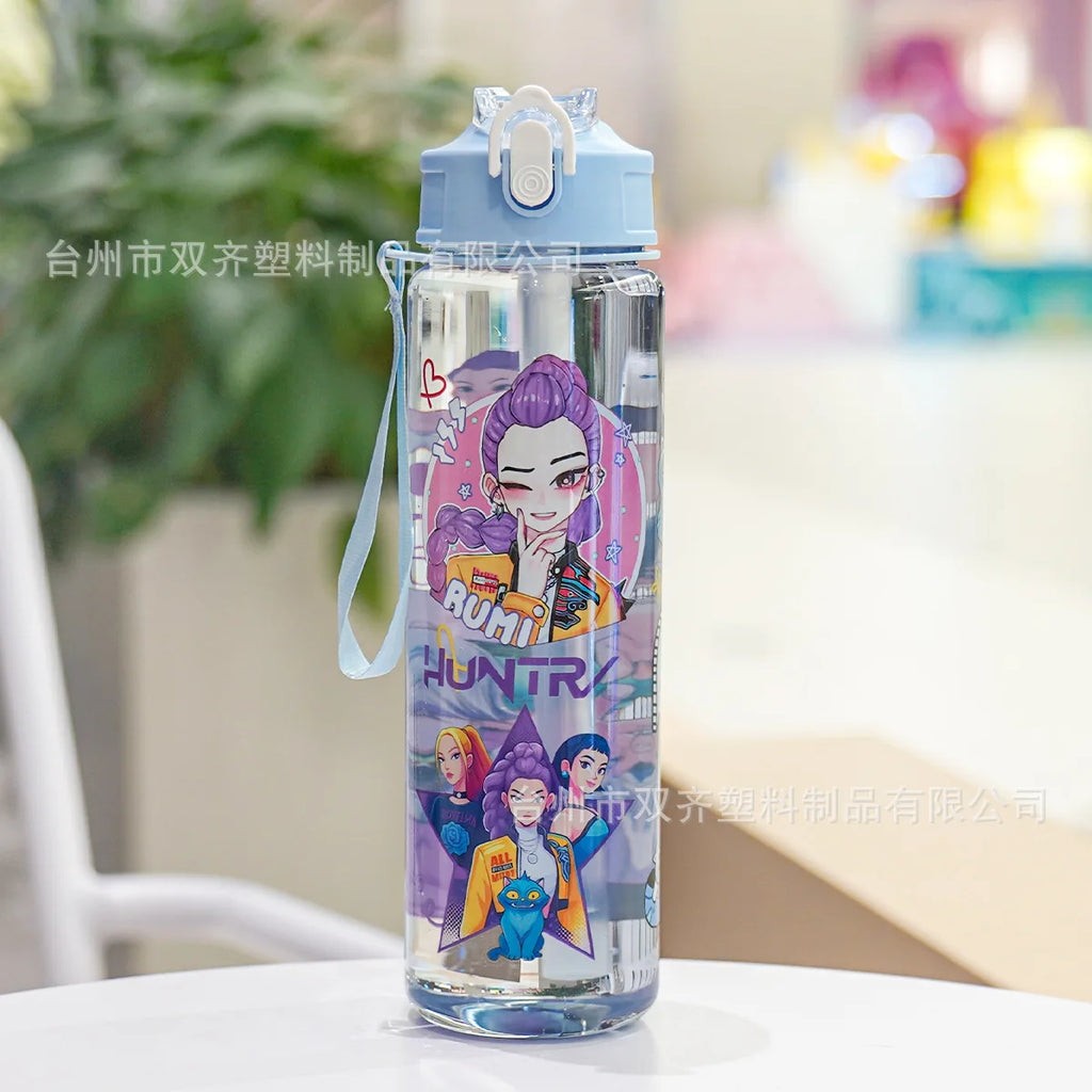 Cute 700ml Cartoon Print Water Cup with Straw - Perfect for Kids