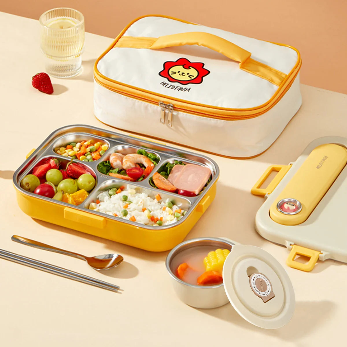 WORTHBUY Eco-Friendly Stainless Steel Bento Box - Microwave Safe