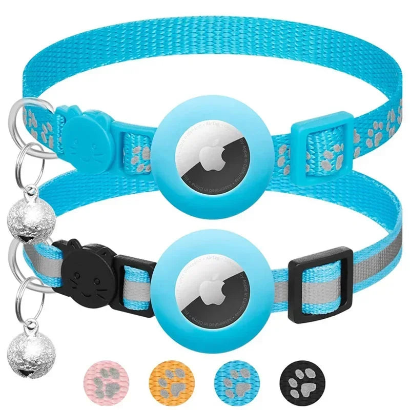 Reflective Cat Collar for Apple Airtag with Safety Buckle & Bell