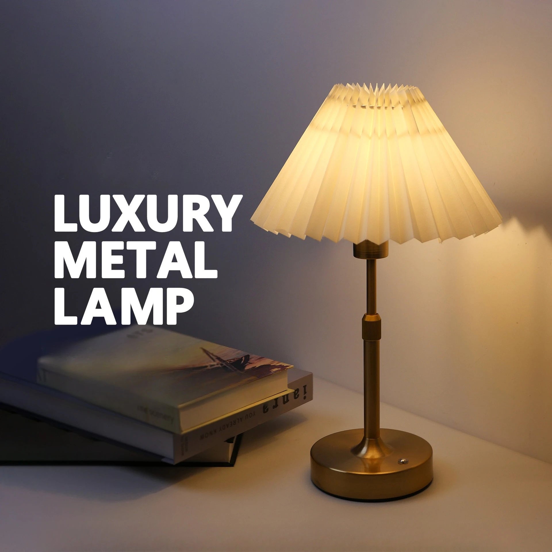 Rechargeable Touch Fabric Desk Lamp - E12 Bulb, 2700K, Modern Decor