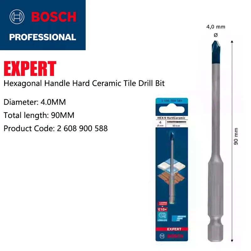 BOSCH HEX-9 Hard Ceramic Drill Bits for Tough Tiles - Expert Quality