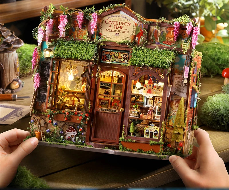 DIY Fairy-Tale Wonderhouse Wooden Miniature Dollhouse Kit with Furniture