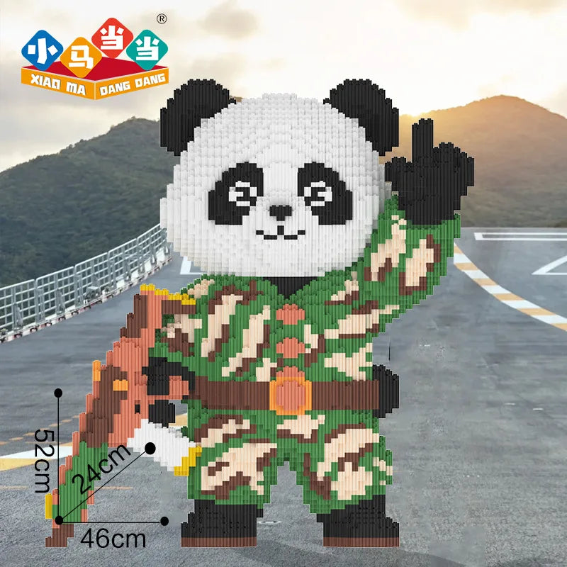 Cowboy Camouflage Panda Building Blocks - Fun 3D Puzzle Toy