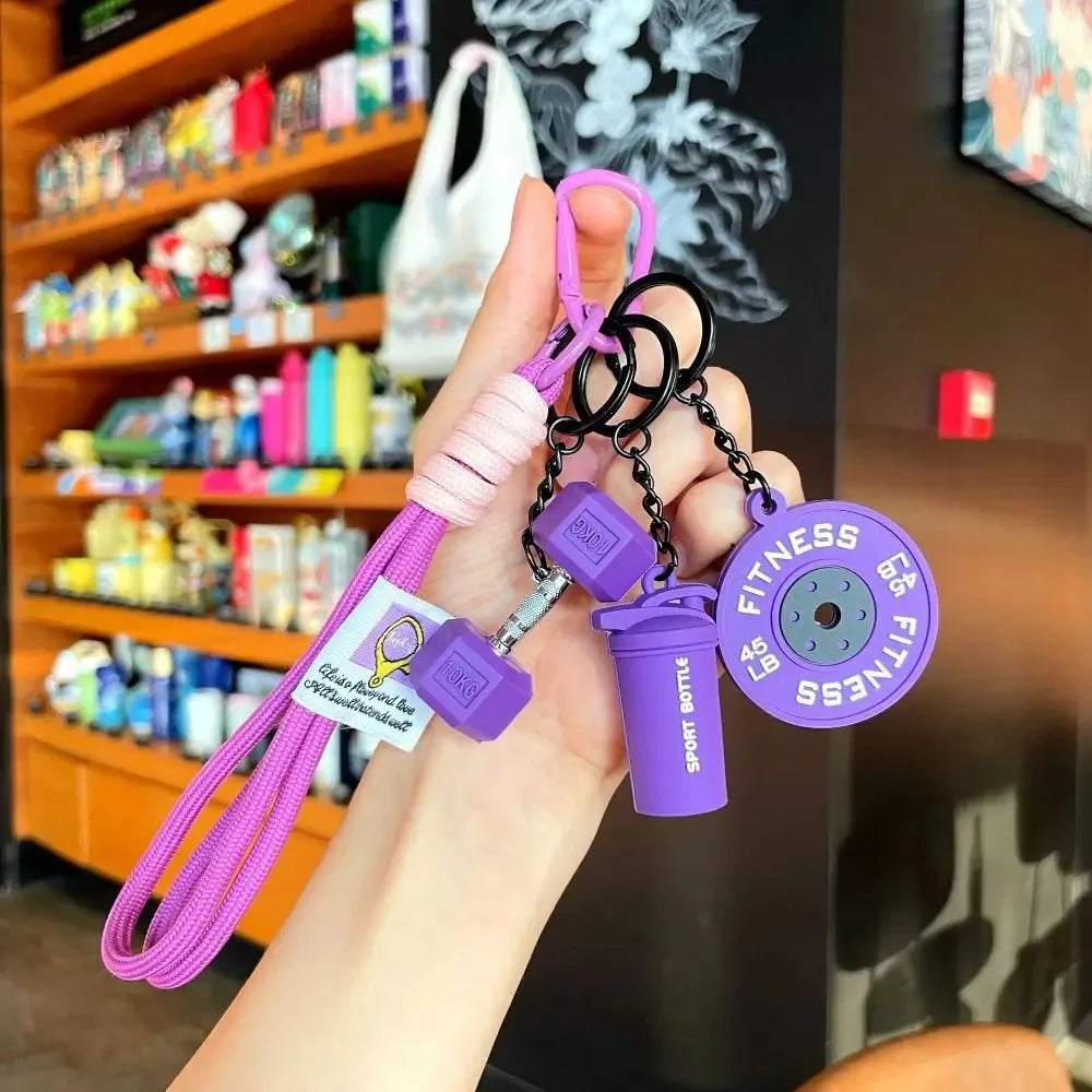 Mini Dumbbell Fitness Keychain - Hand-Woven Gym Lover Trinket
