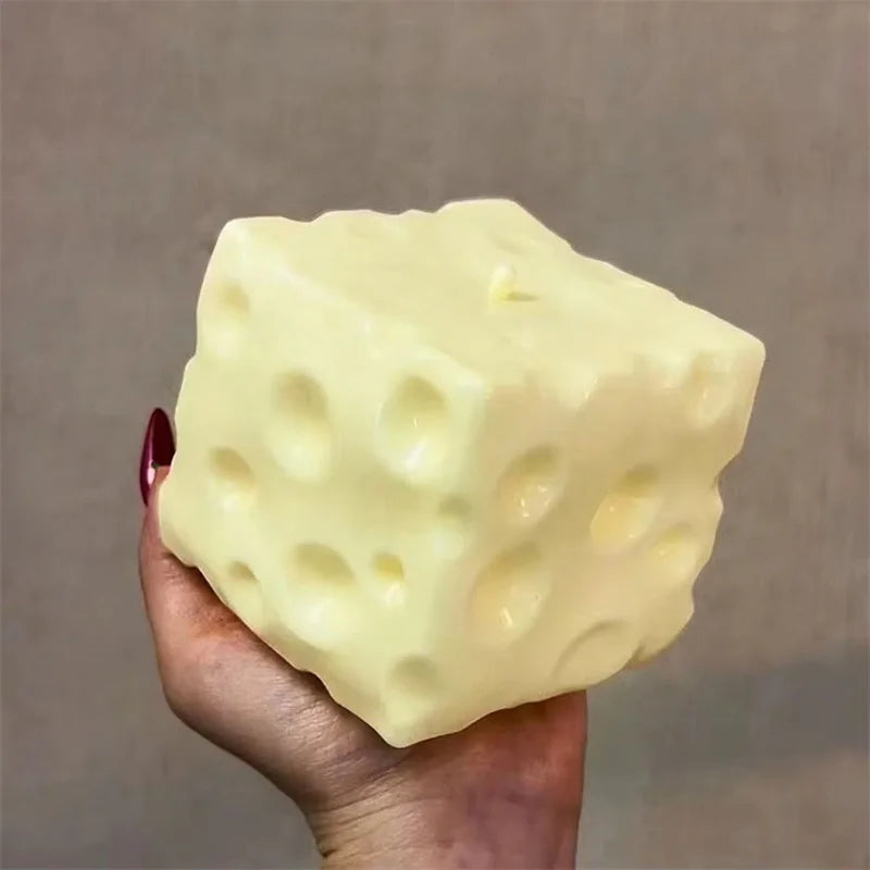 Jumbo Cheese Cube Stress Ball - Shapeable Squeeze Toy for Stress Relief