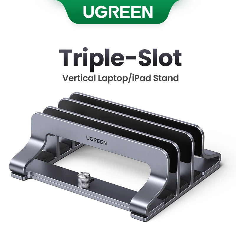 UGREEN Vertical Laptop Stand - Triple Slot Aluminum Holder
