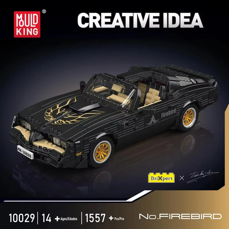 1557-Piece Black Firebird Sport Racing Car Building Set for Kids