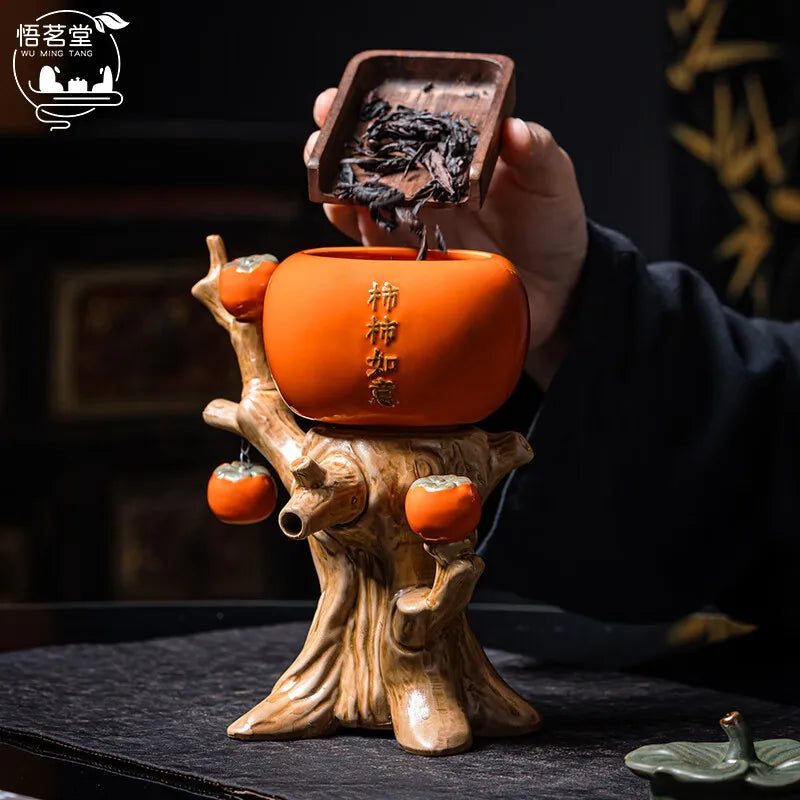 Persimmon Automatic Tea Set - 9-Piece Ceramic Gift for Tea Lovers