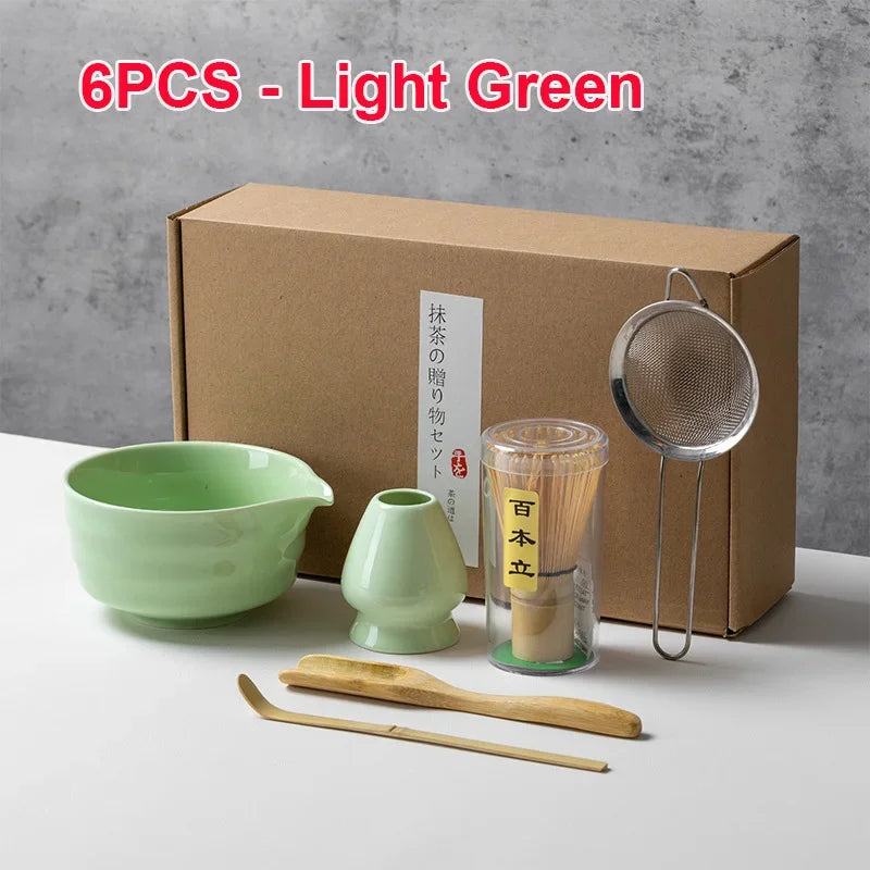 Authentic 4/5/6PCS Matcha Bamboo Whisk & Bowl Set - Perfect Tea Making Tools