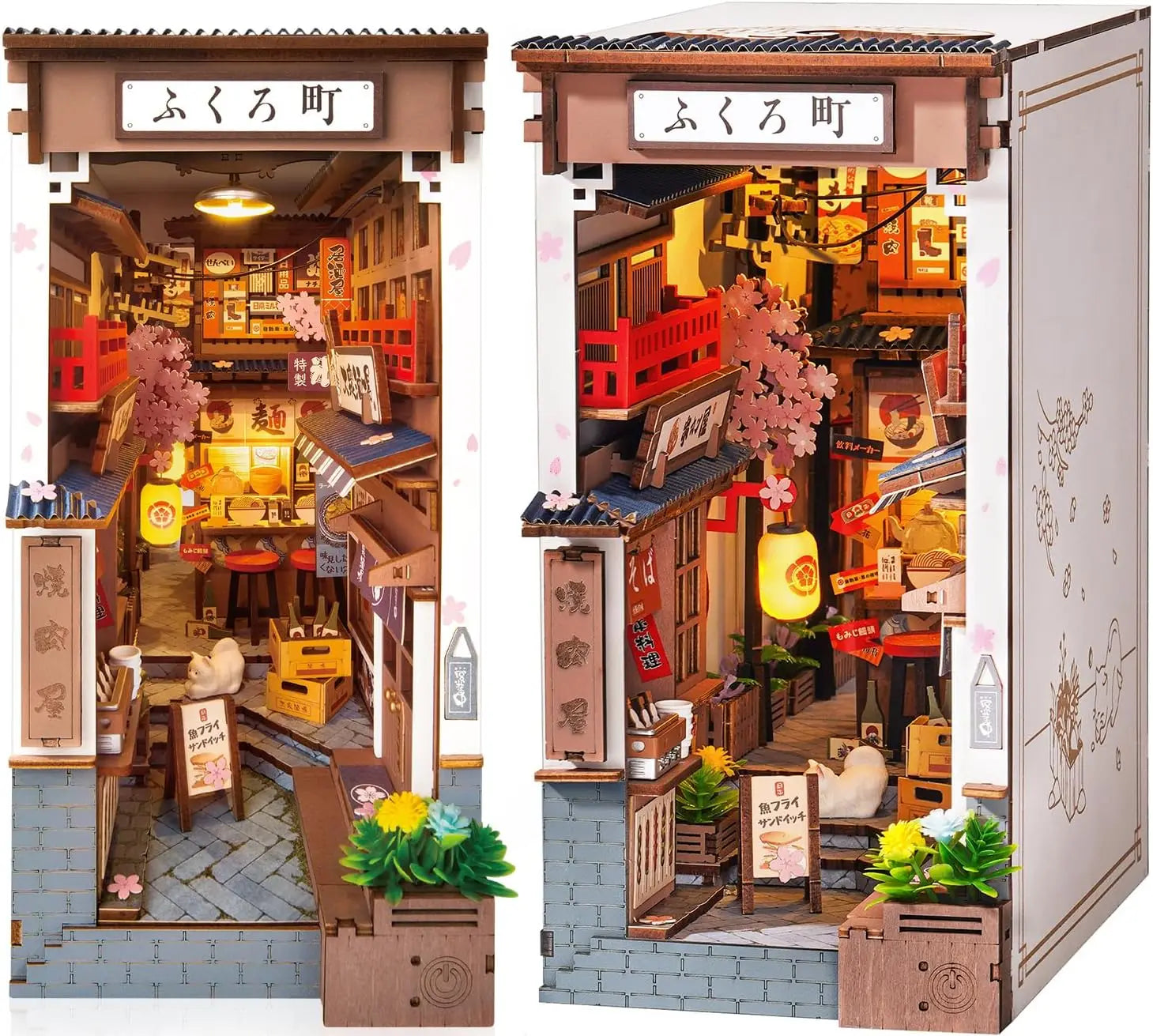 Robotime Sakura Wine Alley DIY Miniature Book Nook Kit with Lights