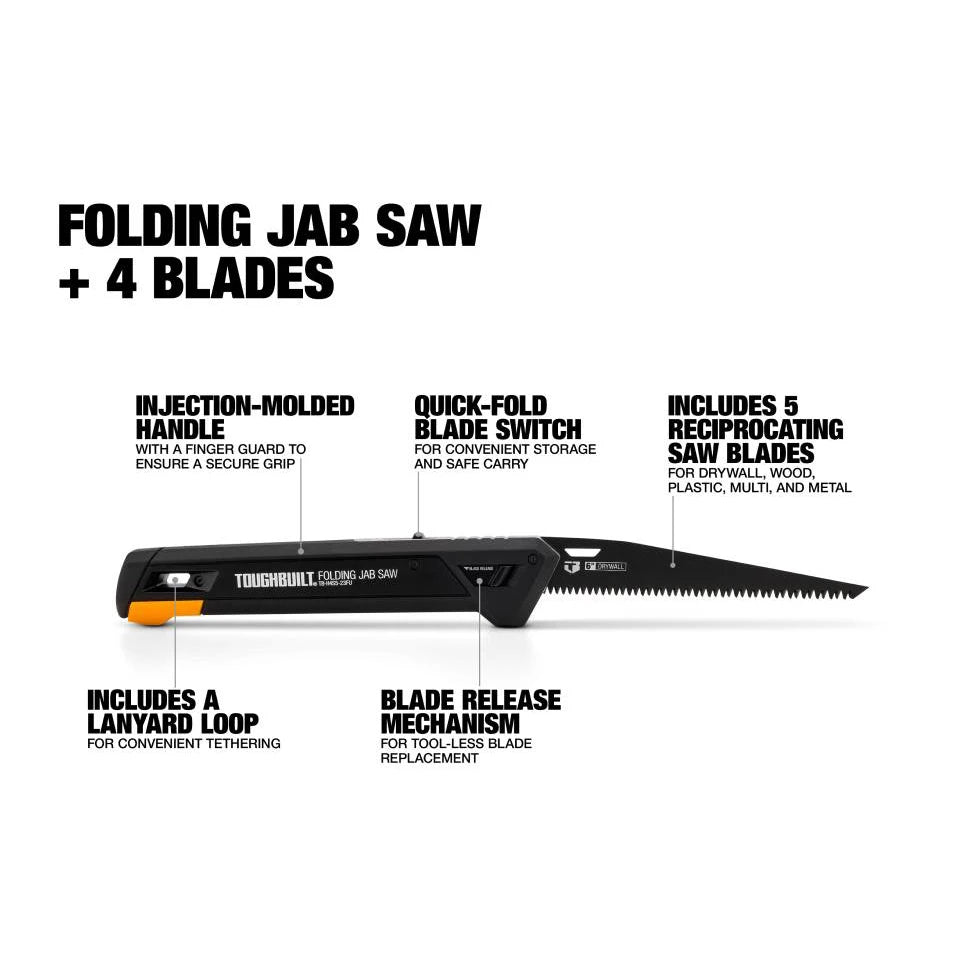 ToughBuilt Folding Jab Saw - 4 Blades for Ultimate Cutting Versatility