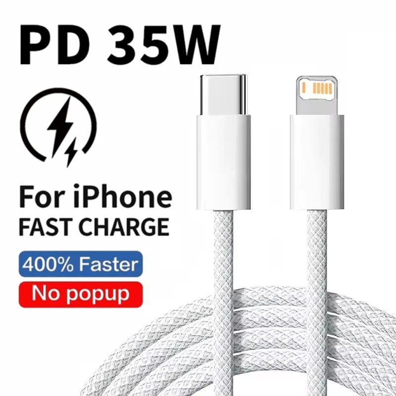 35W Fast Charge PD Cable for iPhone & USB-C Devices - 1m/2m Braided