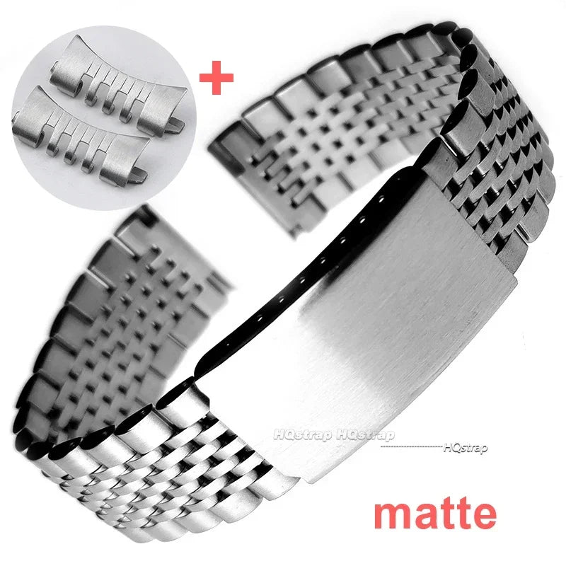 Premium Curved Stainless Steel Watch Band - 18mm, 20mm, 22mm Sizes
